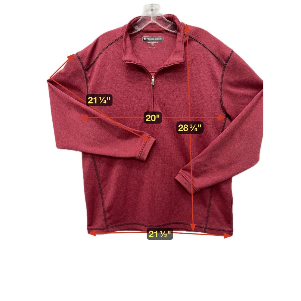 Pebble Beach Mens Merlot Performance Tech Golf 1/4 Zip Country Club Pullover Med - Picture 2 of 7